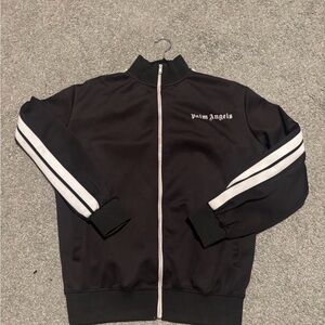 Palm Angels Black Bomber Jacket with White Stripes